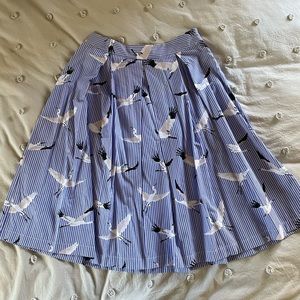 Bird Full A-line Spring Skirt